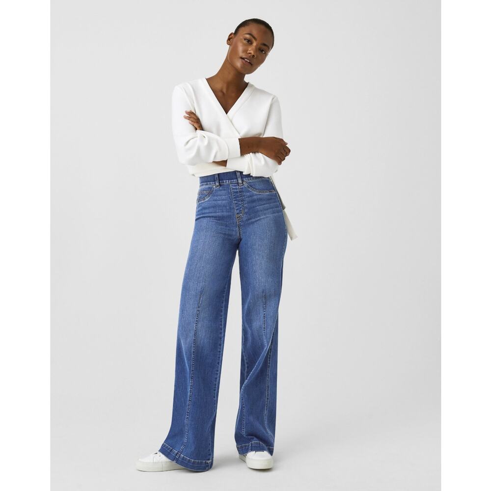 Spanx Seamed Front Wide Leg Jeans Size Small Petite